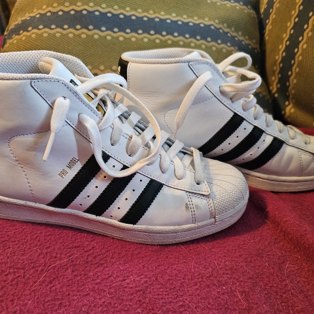 Adidas White and Black Pro Model Sneakers